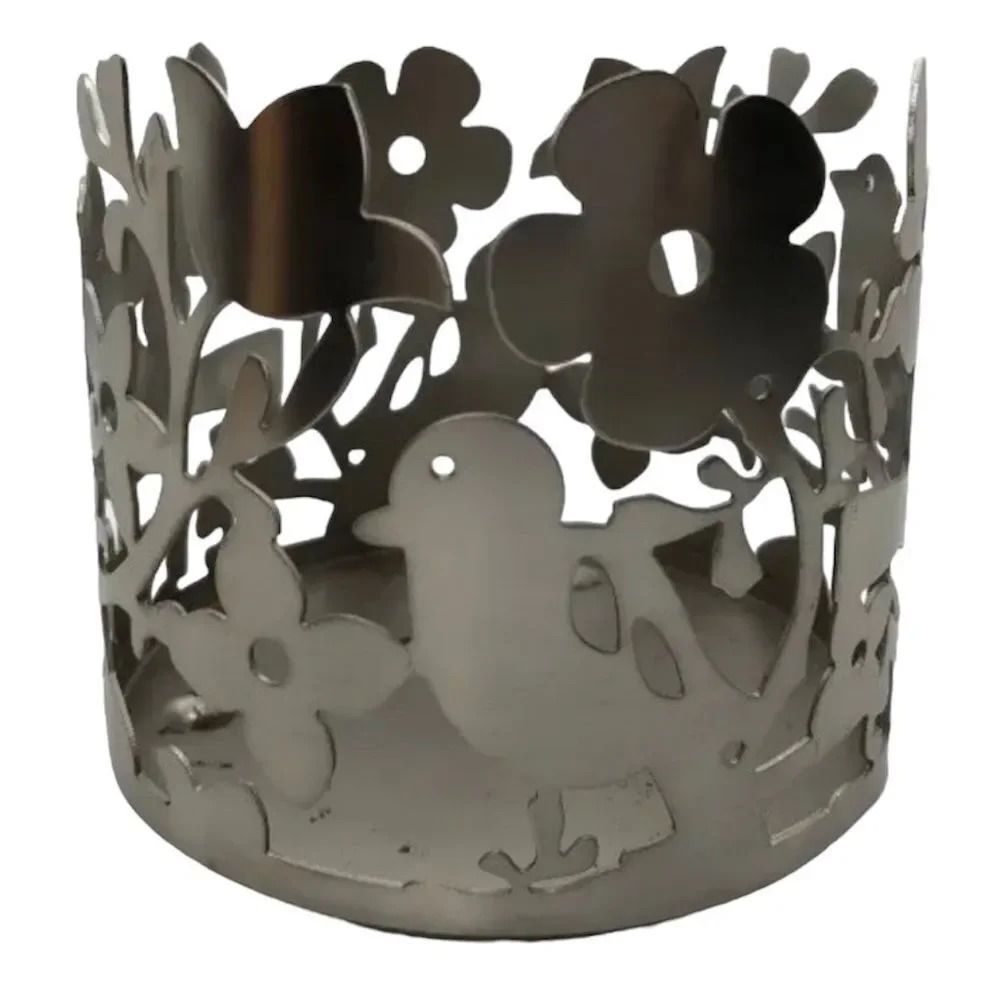 Bath & Body Works 3 Wick Candle Holder Bird and Flower Pattern